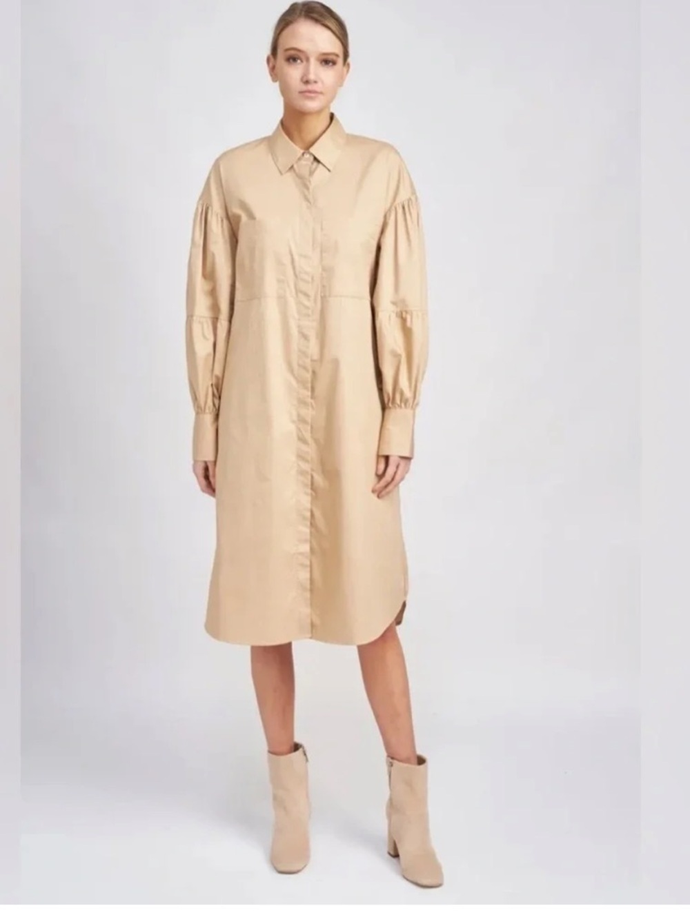 en Saison Sandrine Long Sleeve Dress in Tan